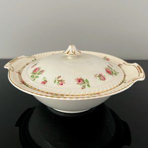 Vintage Johnson Bros Old English Rose Windsor Ware Ironstone Casserole Dish